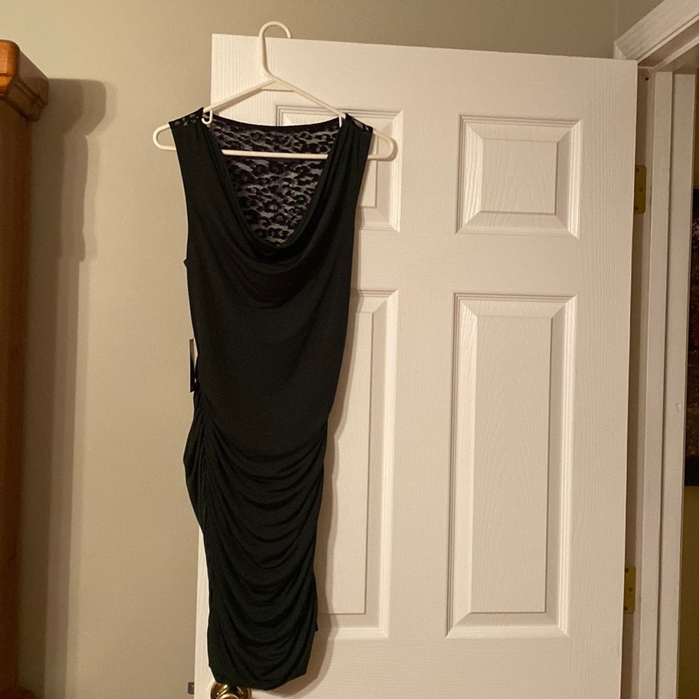 Express deep green dress (fitted).